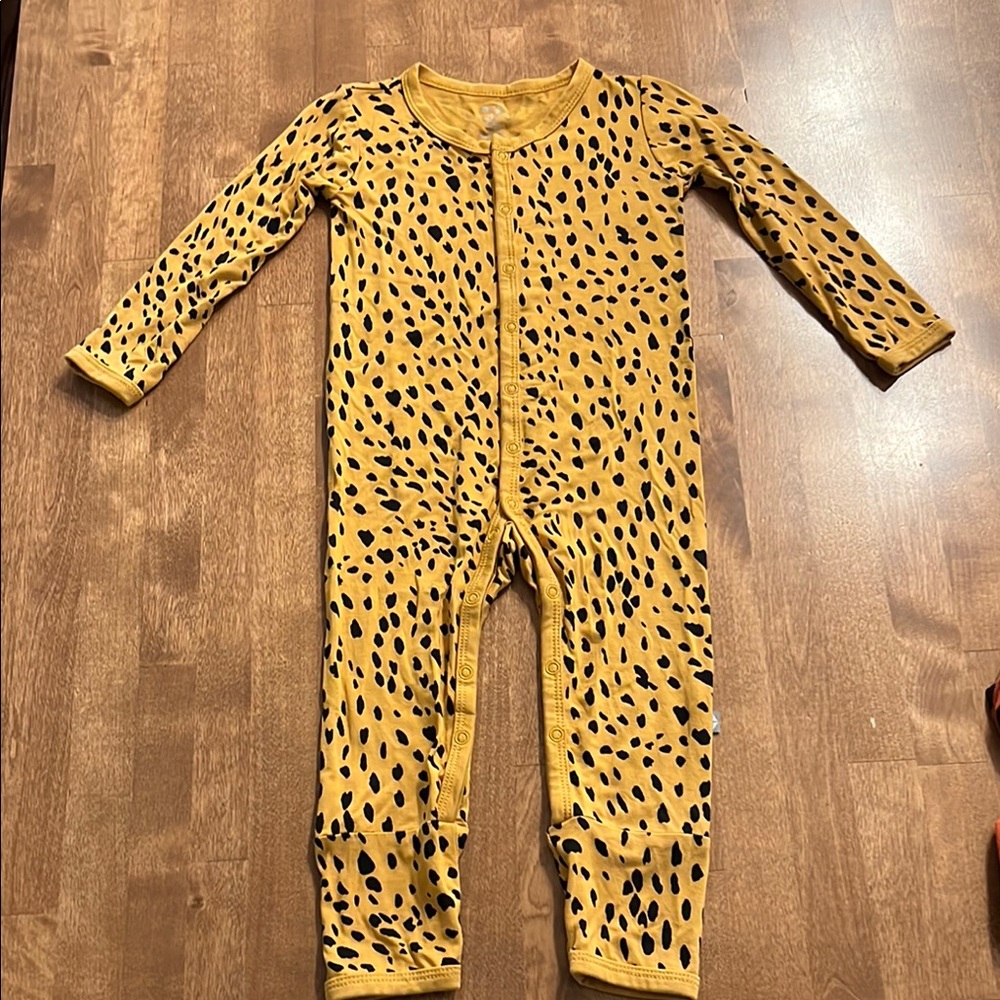 Kyte Baby Romper Yellow Leopard Print Kids One Piece